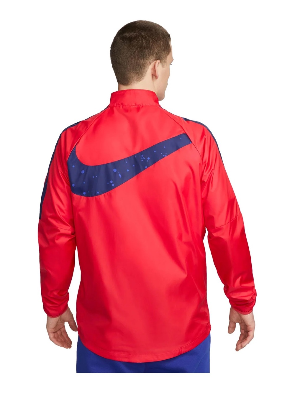 Nike USMNT Red Windbreaker with Navy Swoosh Back Graphic